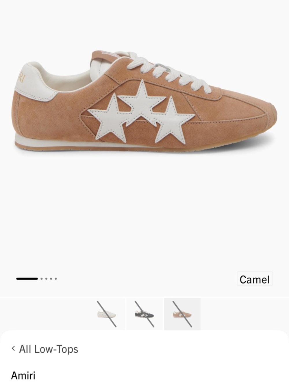 AMIRI Camel Suede Low-Top Sneakers with White Star Appliqués